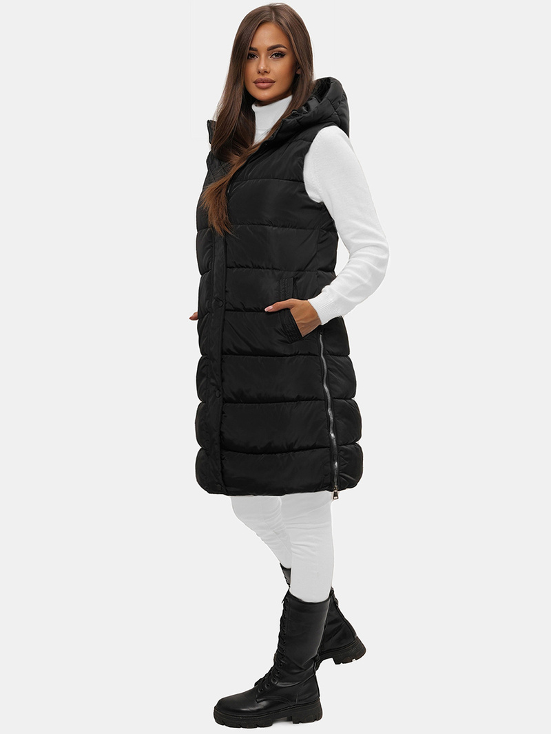 Női hosszú mellény fekete OZONEE O/81260