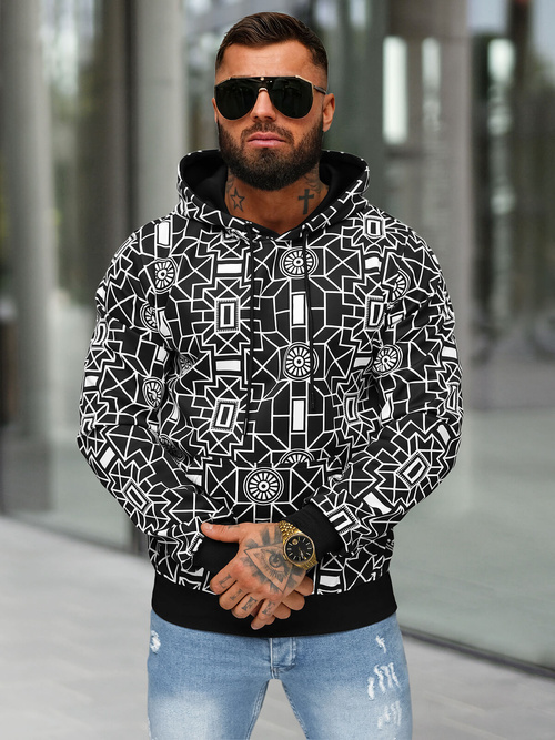 Férfi kapucnis pulóver fekete OZONEE JS/8B1236/3