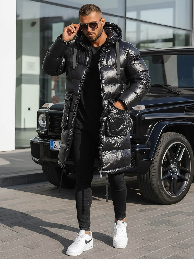 Férfi téli kabát fekete OZONEE O/M3205Z