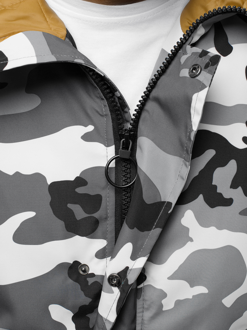 Férfi téli kabát terepmintás-szürke OZONEE JS/2019005