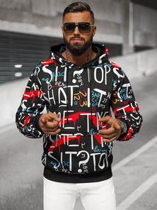 Férfi kapucnis pulóver fekete OZONEE JS/8B1233/3