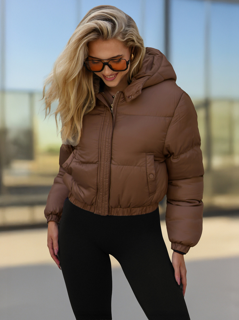 Női téli kabát csokoládé OZONEE JS/5M3260/158Z