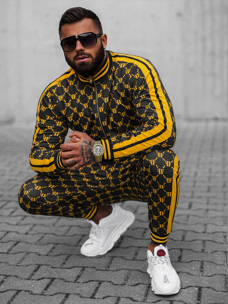 Férfi Melegítő Együttes Fekete-Sárga OZONEE O/12136