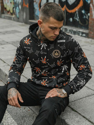 Férfi kapucnis pulóver fekete OZONEE O/B266Z