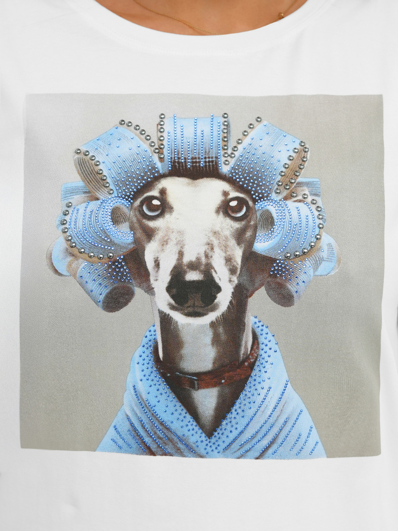 Női polo fehér-szürke OZONEE JS/YJ77726