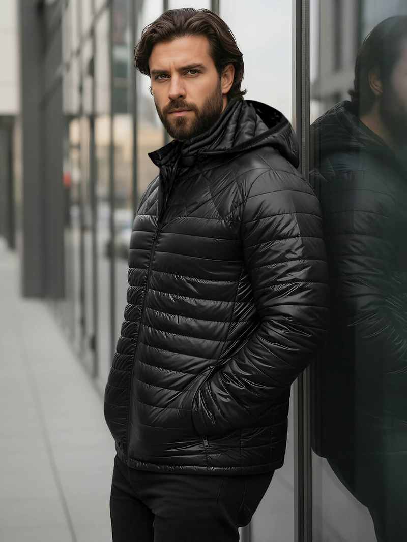 Férfi Steppelt Kabát Fekete OZONEE JS/16M9328/392BZ