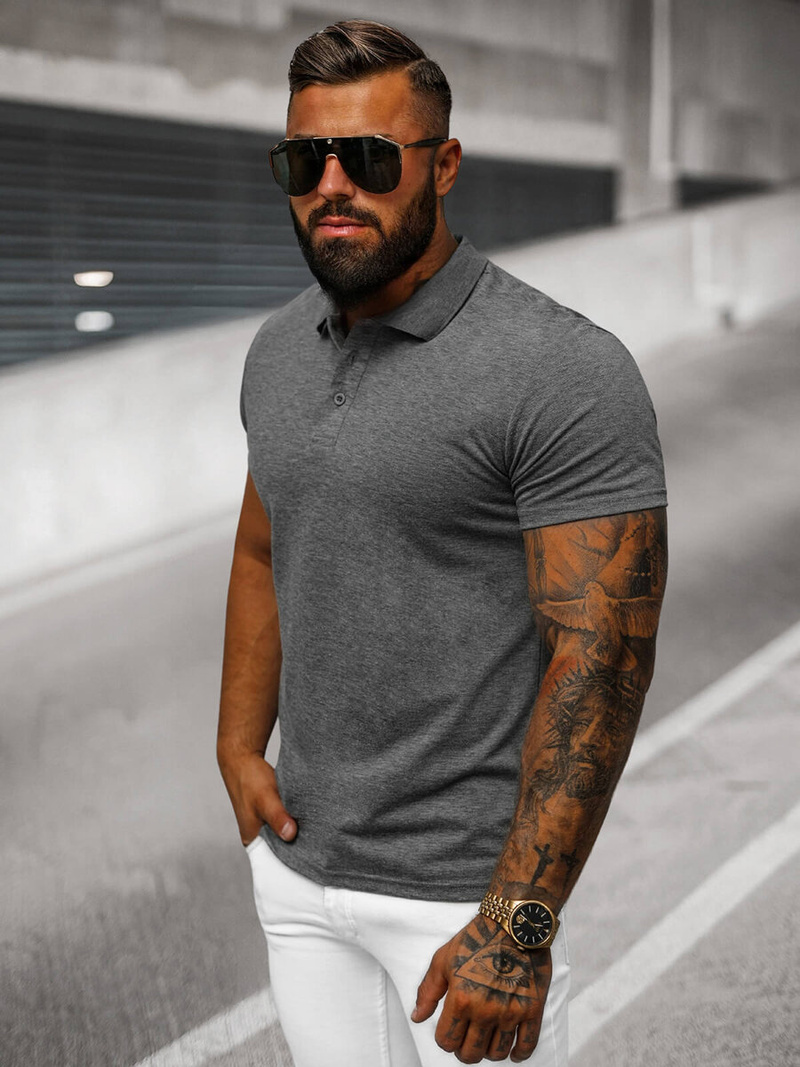 Férfi galléros póló grafit OZONEE JS/8T80/5Z