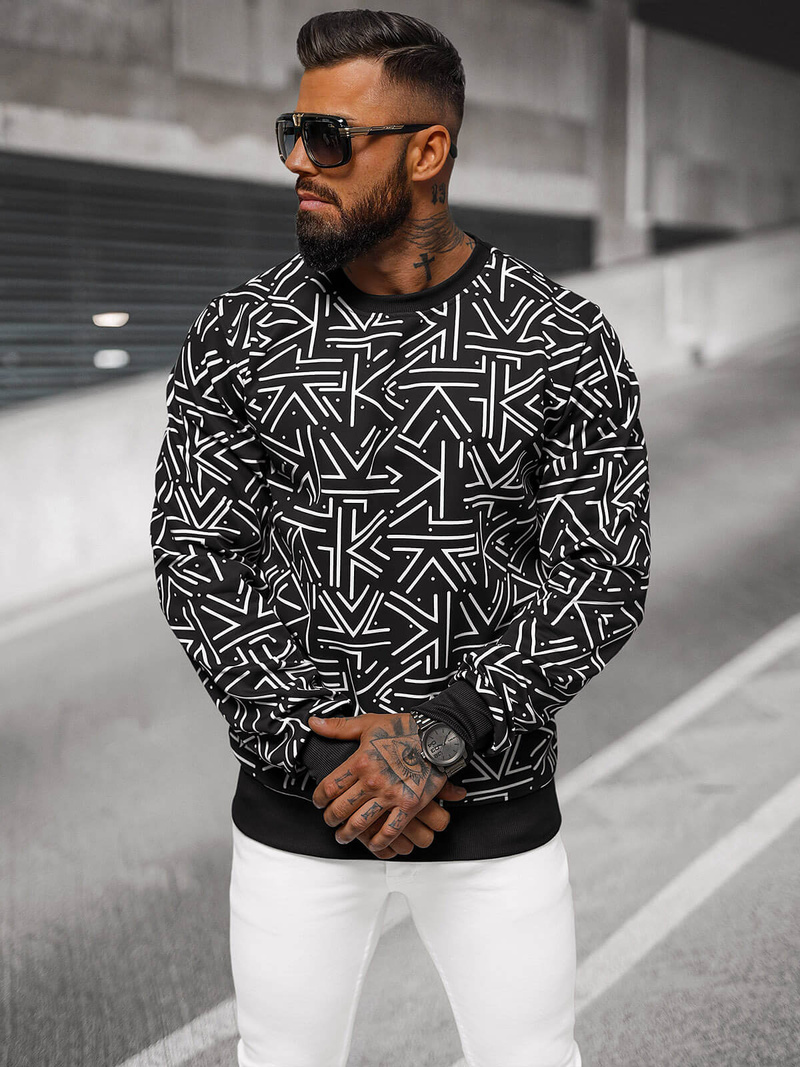 Férfi Pulóver Fekete OZONEE JS/8B1219/3