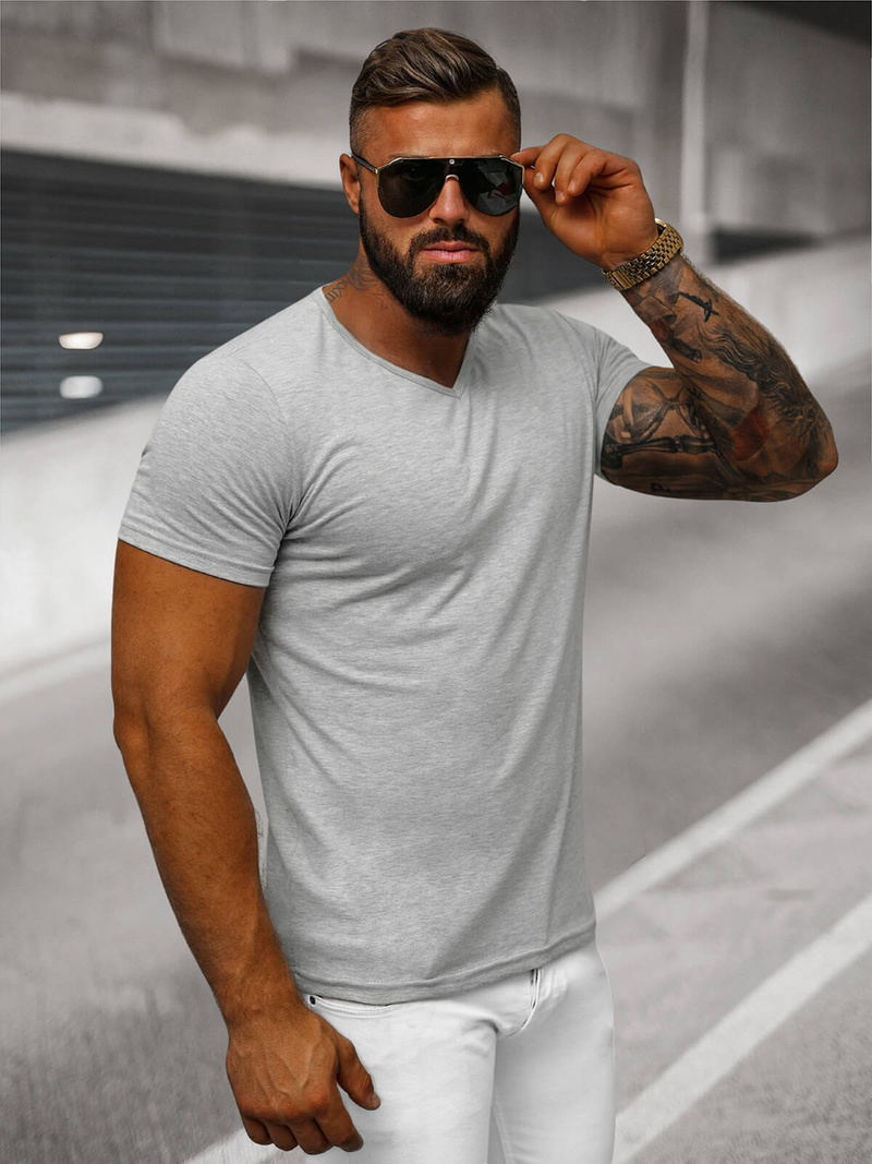 Férfi Póló Szürkés OZONEE JS/712007Z