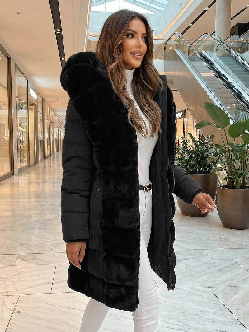 Női téli kabát fekete OZONEE JS/5M3158/392Z