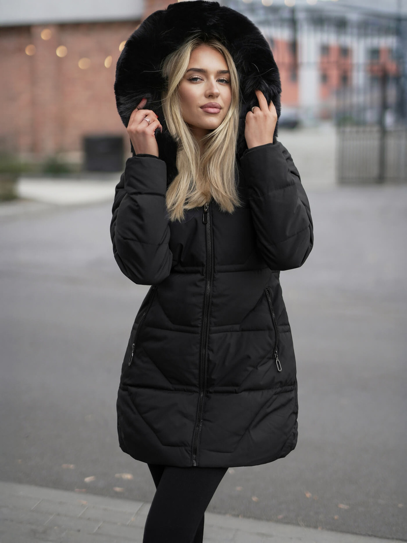 Női téli kabát fekete OZONEE JS/16M9099/392Z