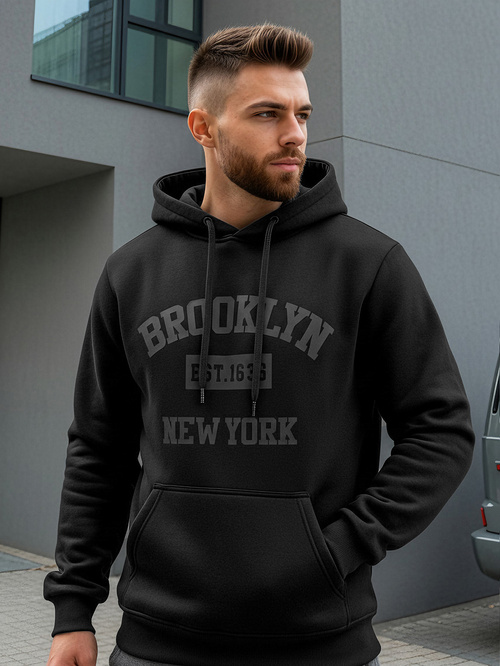 Férfi kapucnis felső fekete OZONEE JS/8B1969/3