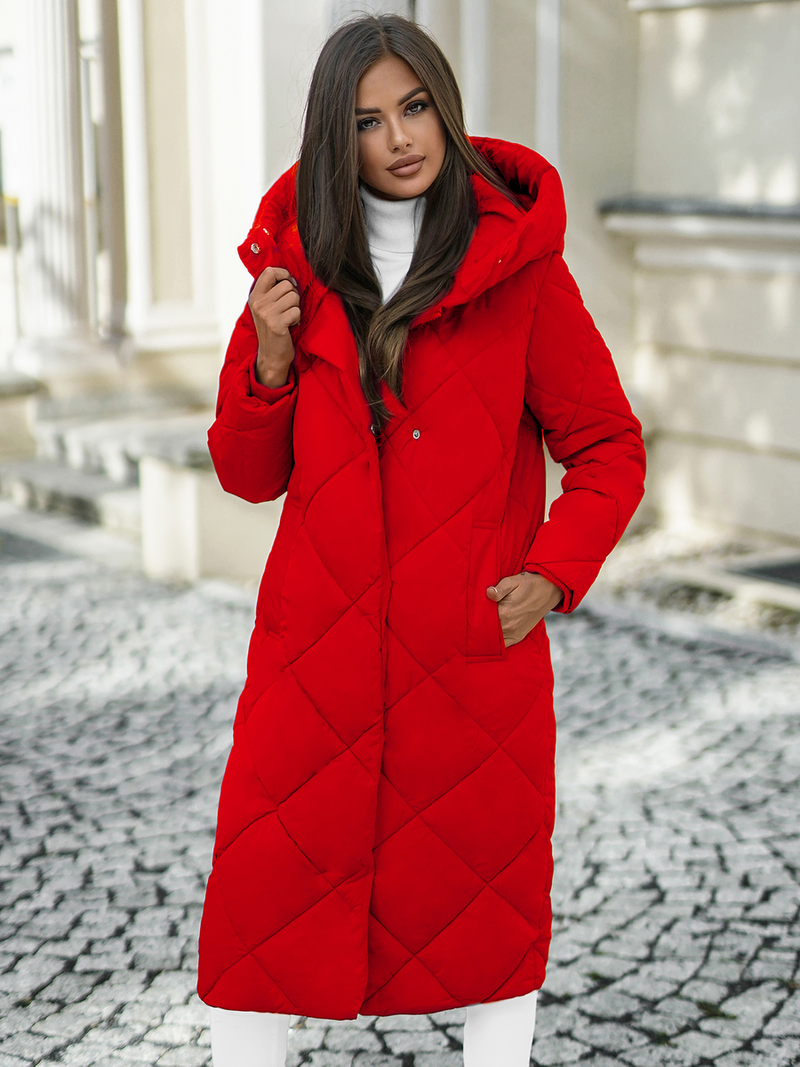 Női téli kabát piros OZONEE JS/5M3173/270Z