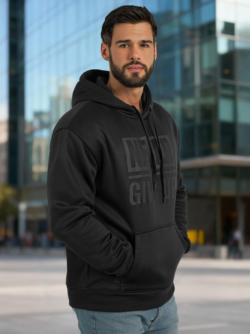 Férfi kapucnis felső fekete OZONEE JS/8B1983/3