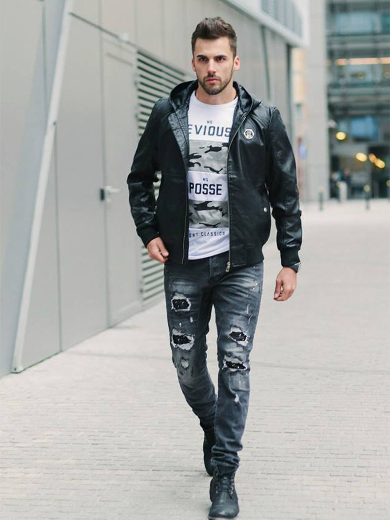 Férfi kabát fekete OZONEE N/5003/18Z