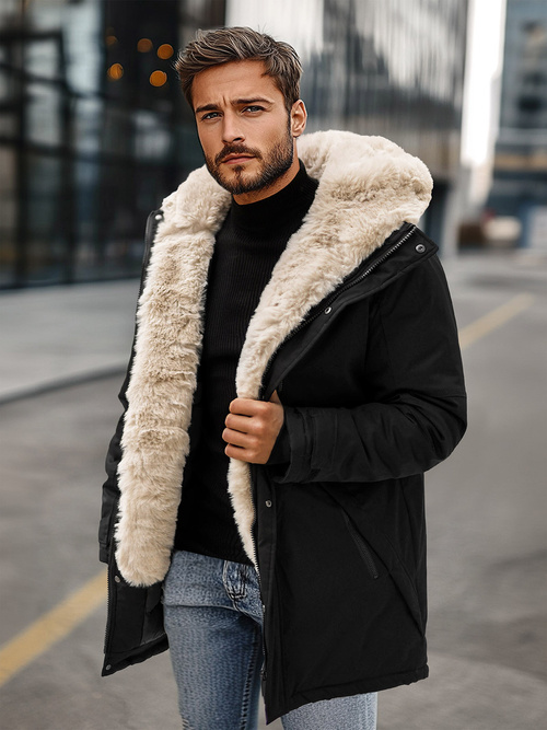 Férfi téli parka kabát fekete OZONEE JS/22M316/392Z