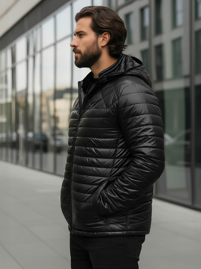 Férfi Steppelt Kabát Fekete OZONEE JS/16M9328/392BZ