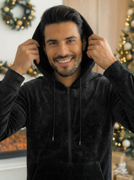 Férfi Melegítő Szett Velúr Fekete OZONEE JS/8C1169/3Z