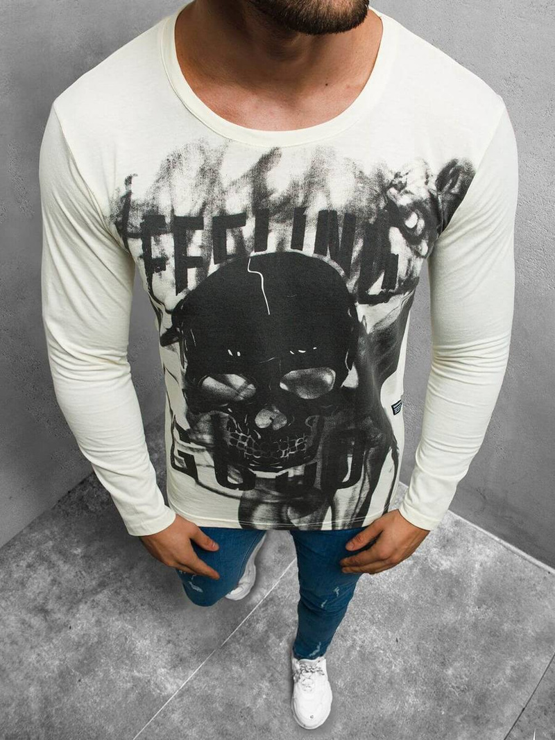 Férfi hosszú ujjú póló Bézs OZONEE O/1291