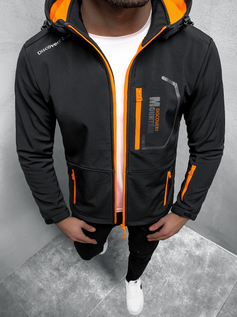 Férfi kapucnis softshell kabát fekete OZONEE JS/HH024/1B