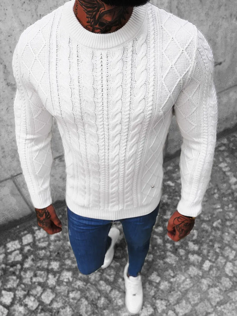 Férfi Pulóver Fehér OZONEE NB/MM6010/1