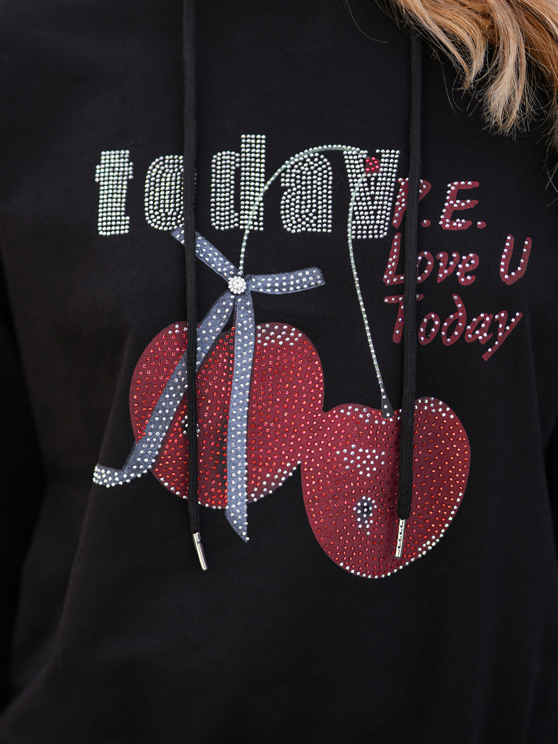 Női kapucnis pulóver fekete OZONEE JS/8B856/3