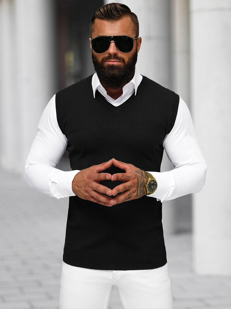 Férfi Pulóver Fekete OZONEE NB/MM6005/4Z