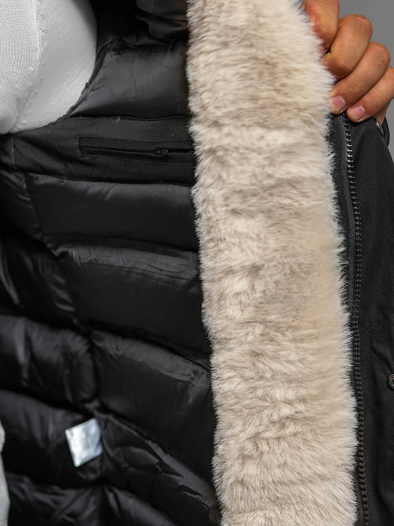 Férfi téli parka kabát fekete OZONEE JS/5M3123/392