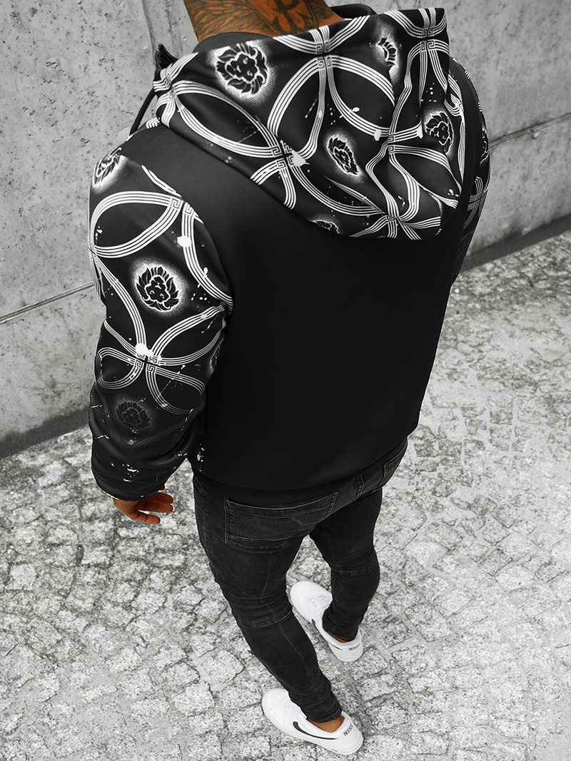 Férfi kapucnis pulóver fekete OZONEE JS/B8122