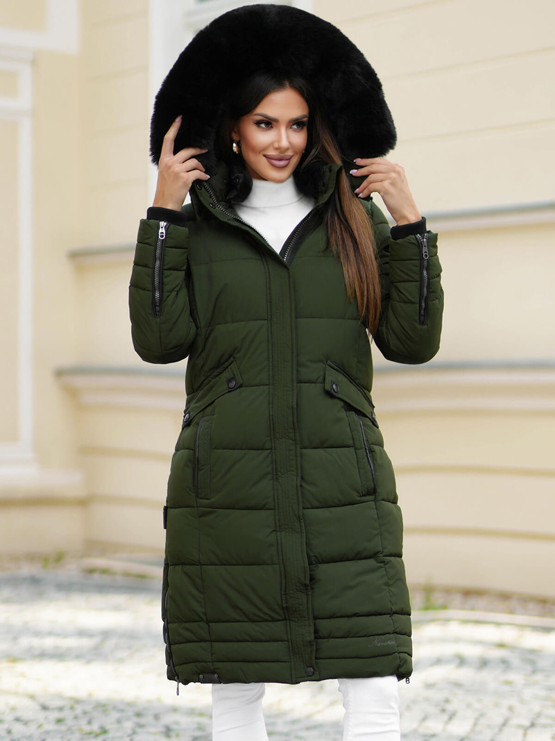 Női téli kabát khaki OZONEE O/W377Z