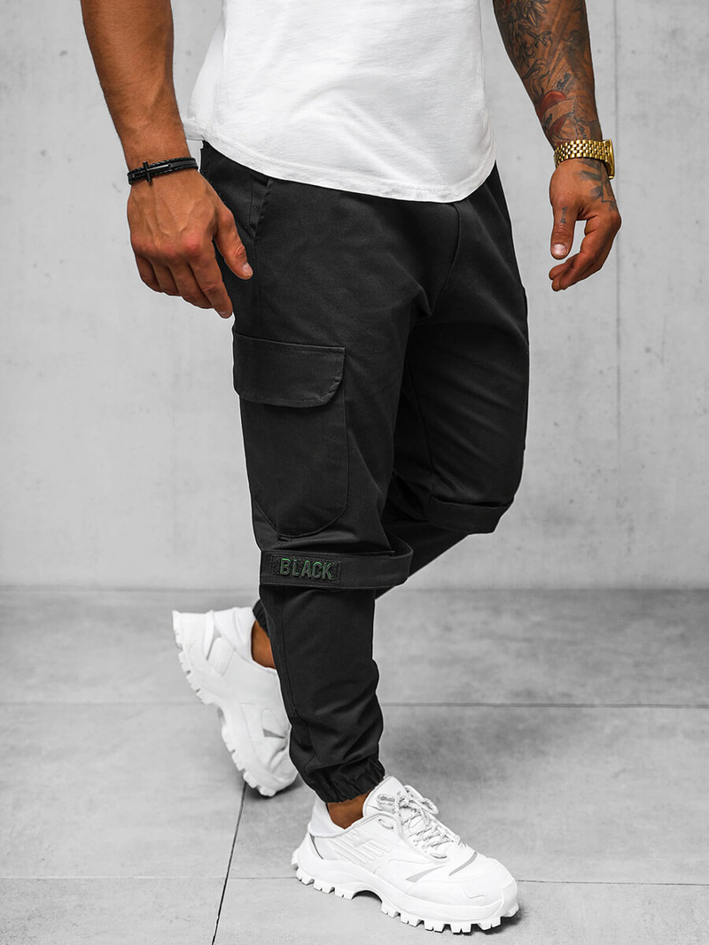 Férfi chino nadrág nadrág fekete OZONEE O/G3014Z