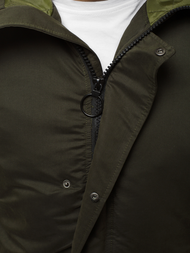 Férfi téli kabát sötét-zöld OZONEE JS/2019005