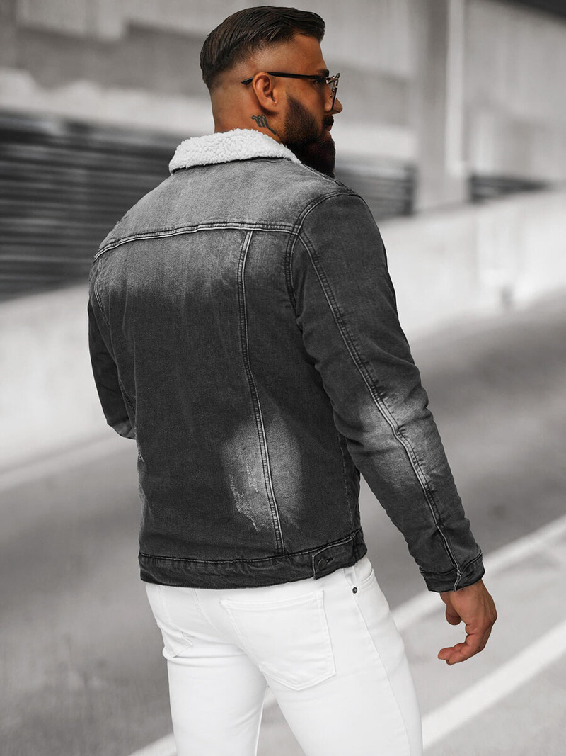 Férfi farmer dzseki SHERPA fekete OZONEE NB/MJ513N