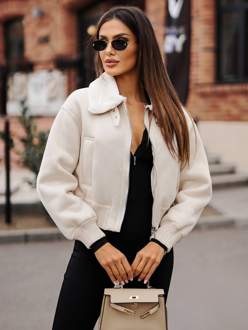 Női kabát ecru OZONEE O/81326