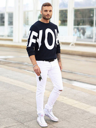 OZONEE B/8021 Férfi nadrág nadrág Fehér