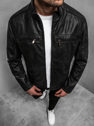 Férfi bőrdzseki fekete OZONEE JB/JP1131Z