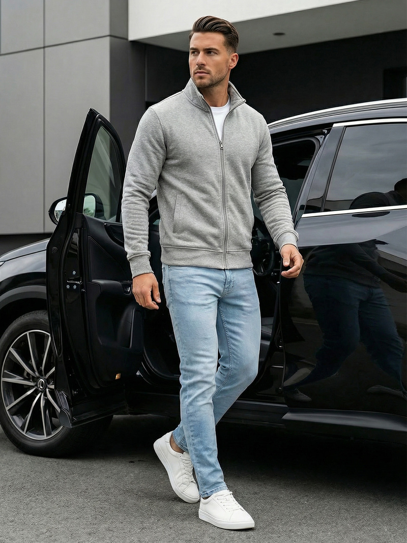 Férfi Pulóver Szürke OZONEE JS/2002Z