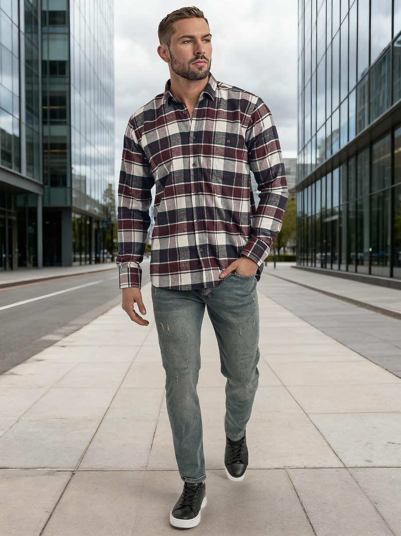 Férfi Ing Bordó OZONEE V/V174