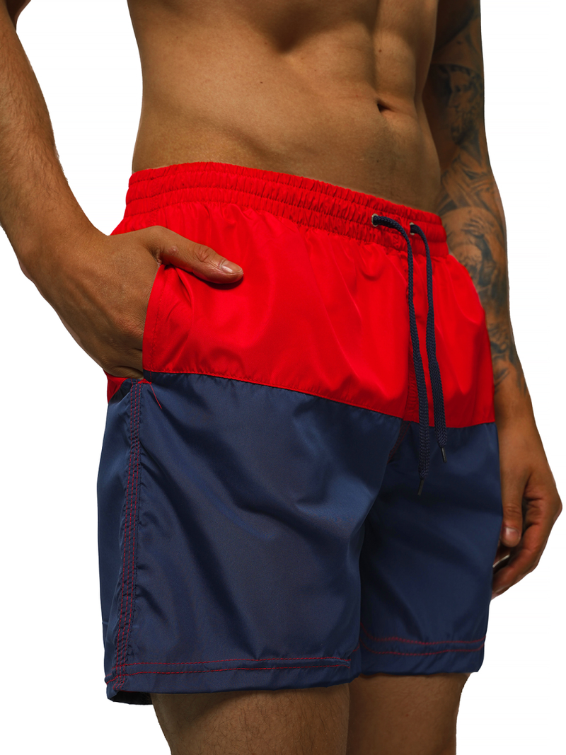 Férfi fürdőnadrág piros és sötétkék OZONEE JS/HM062