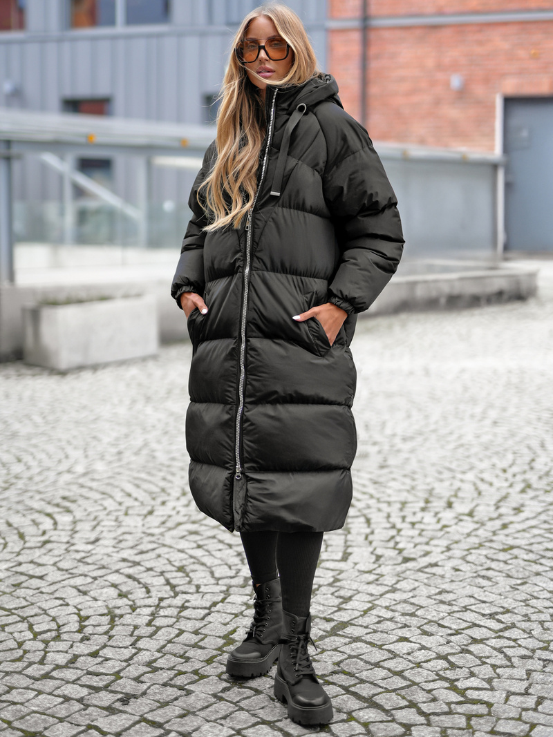 Női téli kabát fekete OZONEE JS/5M3163/392Z