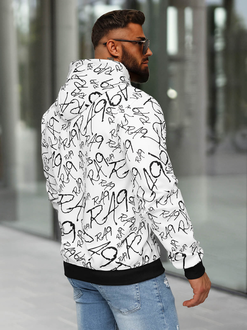 Férfi kapucnis pulóver fehér OZONEE JS/8B1253/1