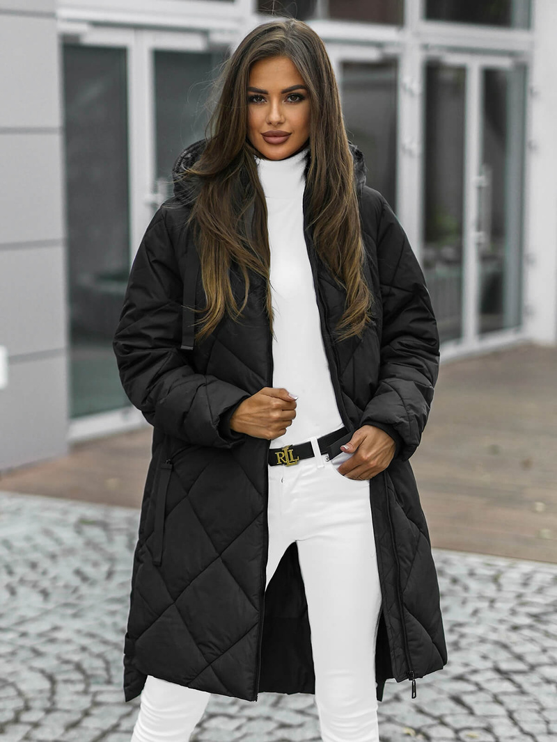 Női téli kabát fekete OZONEE JS/5M3168/392Z