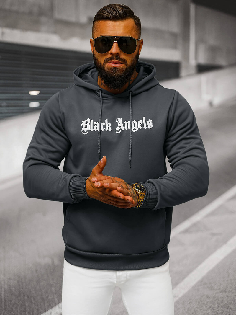 Férfi kapucnis felső grafit OZONEE JS/27B6509/5