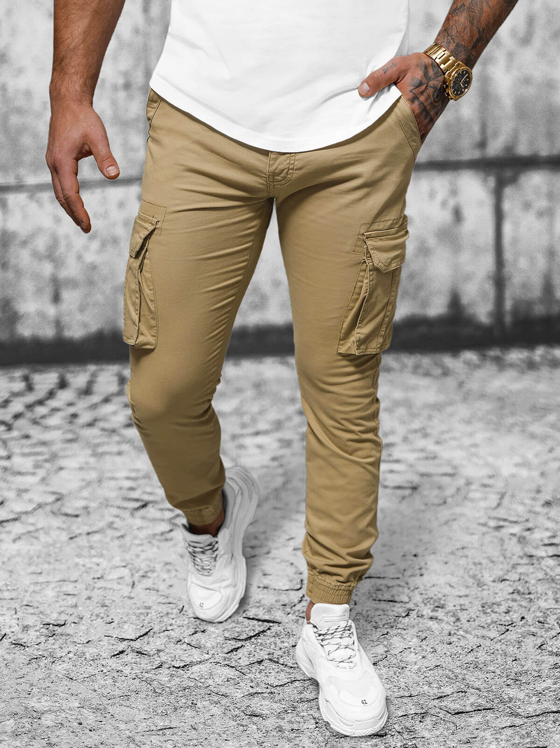 Férfi nadrág chino jogger bézs OZONEE NB/MP0202K