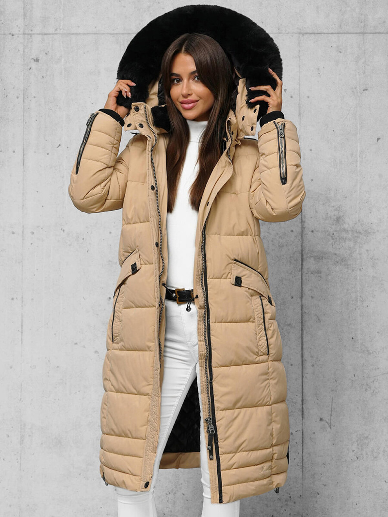 Női téli kabát bézs OZONEE O/W377