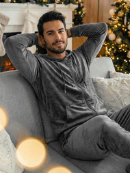 Férfi Melegítő Szett Velúr Grafit OZONEE JS/8C1169/6Z