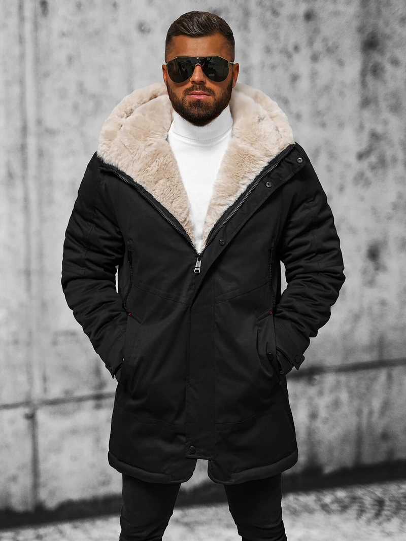 Férfi téli parka kabát fekete OZONEE JS/22M319/392