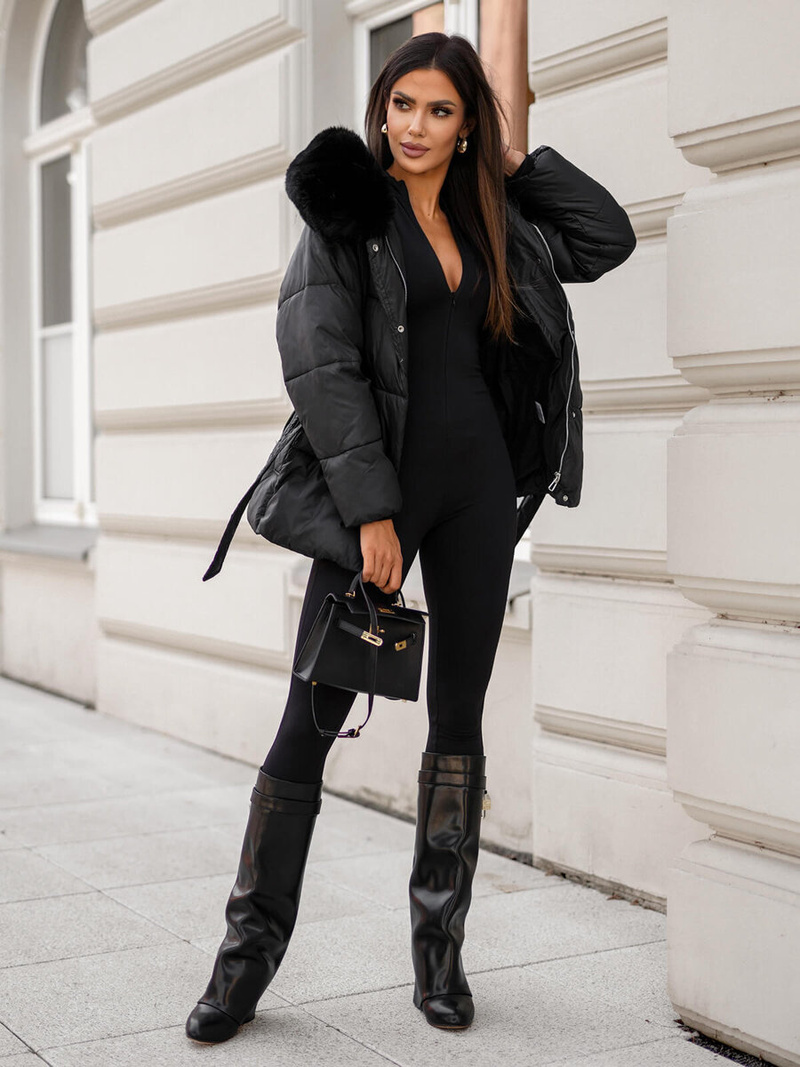 Női kabát fekete OZONEE JS/16M9206/392