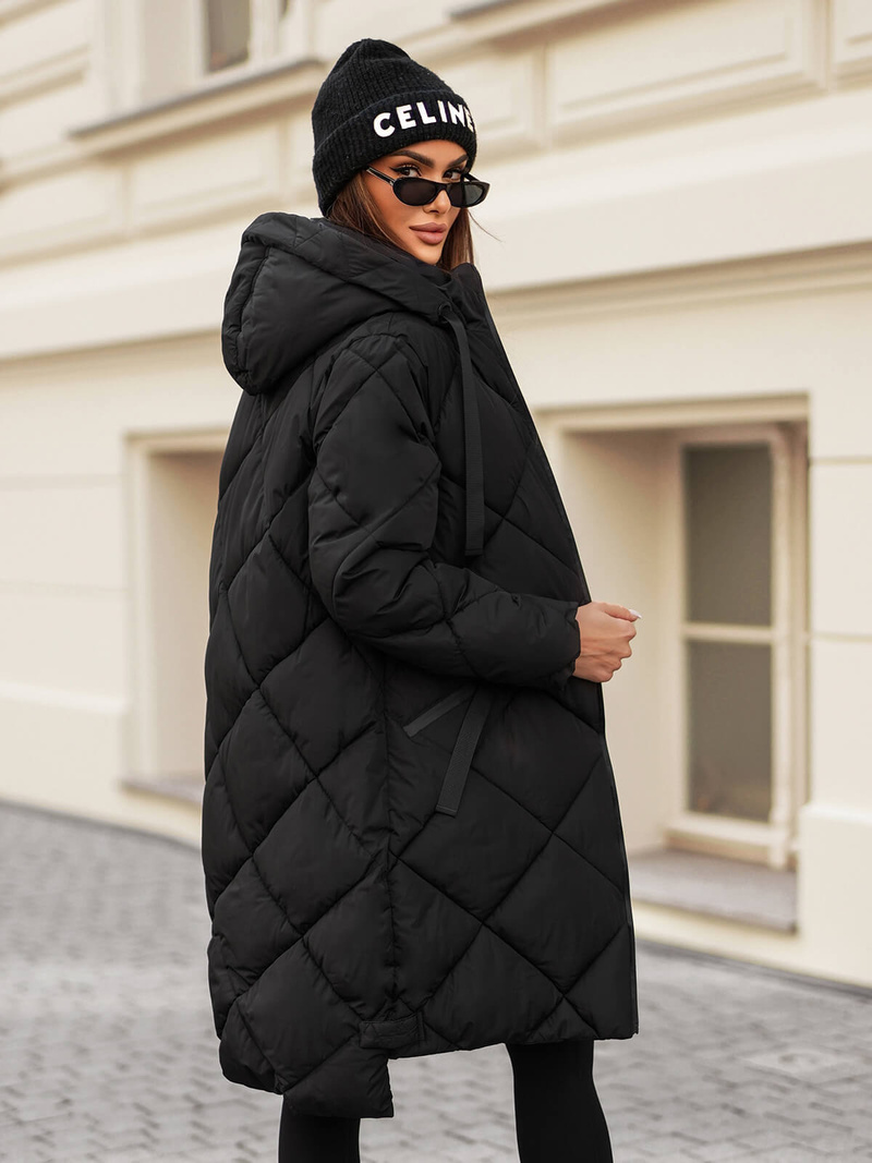 Női téli kabát fekete OZONEE JS/5M3168/392Z