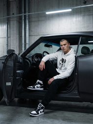 Férfi kapucnis felső fehér OZONEE JS/65B3907/1Z